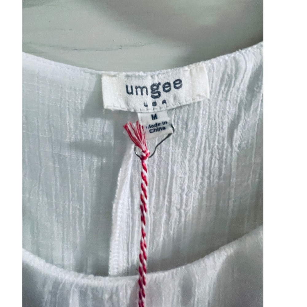 Umgee White Layered Gauze Tunic Top Boho Oversized Short Sleeve Medium NEW - Picture 6 of 11